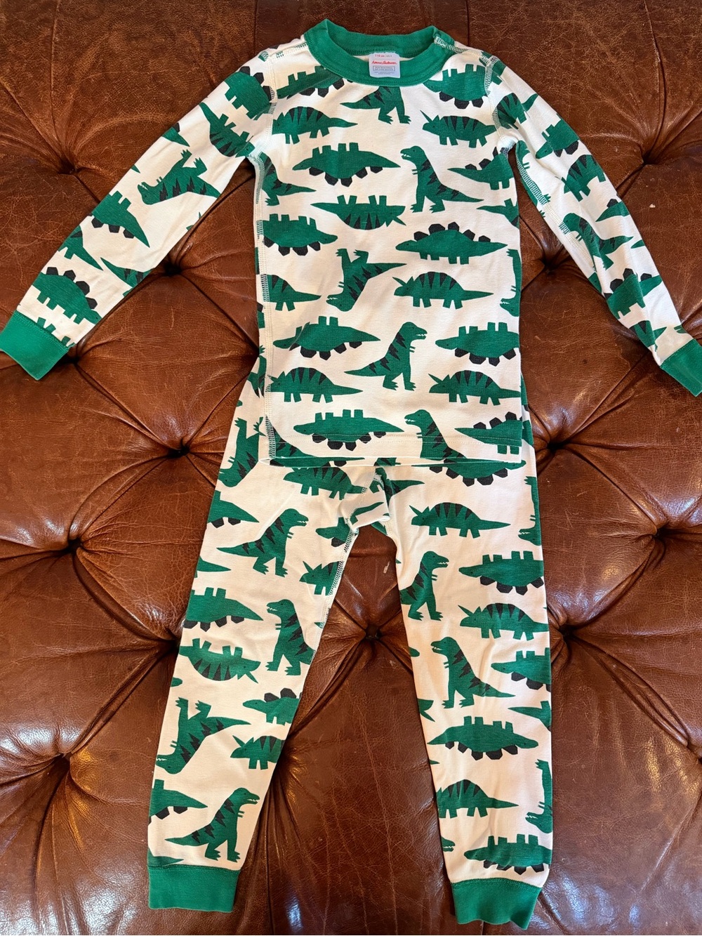 Hanna Andersson 5T Pajama Set - Green Dinosaur Design - Picture 2 of 4